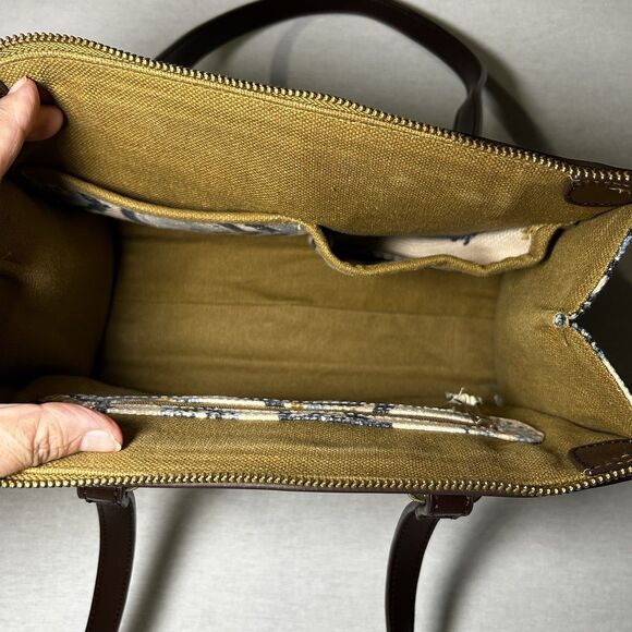 Spartina 449 Daufuskie Island paisley print satchel bag in linen and leather - Picture 5 of 6